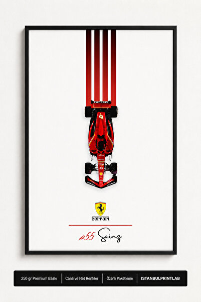 Carlos Sainz 55 Ferrari Formula Poster | Kırmızı Yarış Arabası Minimal Motors...