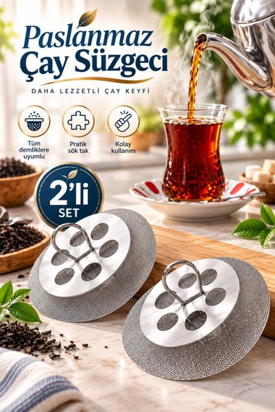 House Bird 2'li Paslanmaz Çelik Çay Süzgeci Demlik İçi Süzgeç Pratik Sök Tak ...