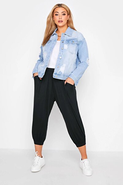 Stil Diva Büyük Beden Paçası ve Beli Lastik Detaylı Cepli Jogger Pantolon 144458