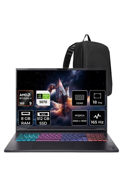ACER Nitro 18 AI Ryzen AI 9 365 RTX 5070 8GB 115W 8GB RAM 512GB SSD 18" WQXGA...