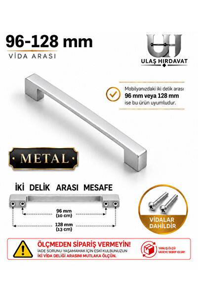 Ulaş Hırdavat METAL Köprü Modern Lüks Mobilya Dolap Çekmece Kulpları 96-128 m...