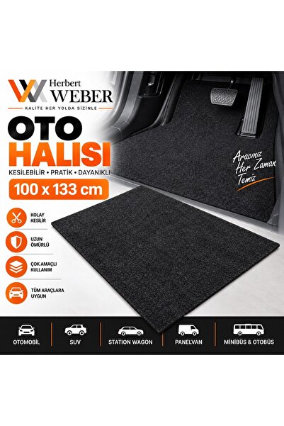 Herbert Weber Oto Halısı 100x133 cm Kesilebilir Araç Paspas Halısı ve Bagaj H...