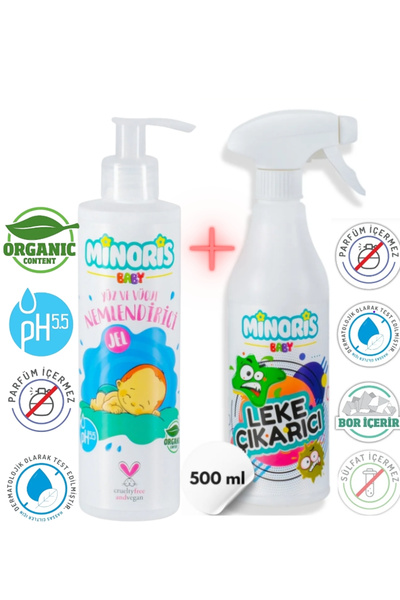 Minoris Baby Organik Leke Çıkarıcı 500ml + Baby Organik El Yüz Ve Vücut Nemle...