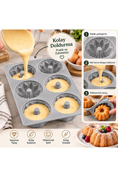 SHARI Silikon Kek ve Muffin Kalıbı – Yuvarlak Kek Kalıbı, Pratik Kullanım, Fı...