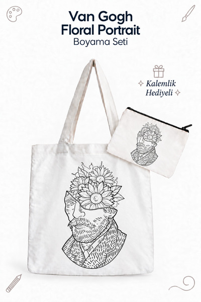 flaze Yetişkin Boyama Seti Çanta 35x40 cm Su Geçirmez Kalın Kumaş Akrilik Boy...