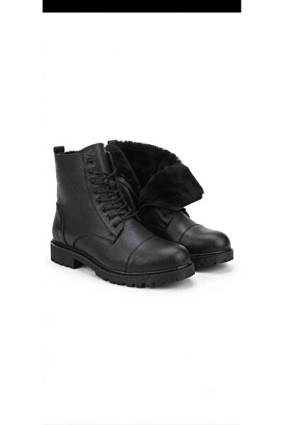 zege shoes Fur Boots with Zipper & Ties, Cold & Water Resistant, Black Non-Sl...