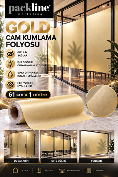 Packline Marketing Gold Cam Kumlama Folyosu, Buzlu Cam Filmi 61cm x 1Metre