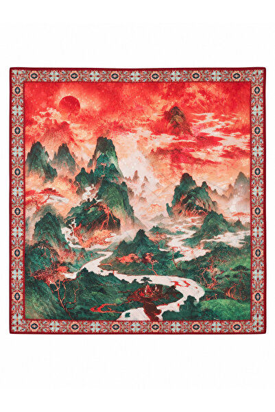Retrobird Satensi Square Shawl Women's Red - Green
