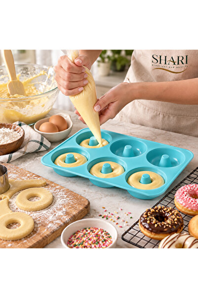 SHARI Pratik Silikon Kek ve Muffin Kalıbı – Donut Desenli Yuvarlak Kek Kalıbı...