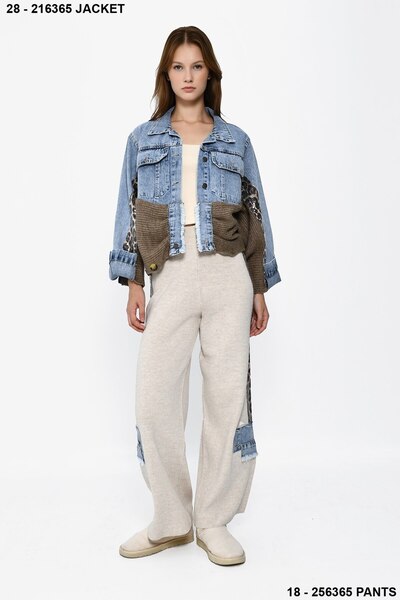 DQMANE Denim Knitwear Detailed Special Design Women's Set