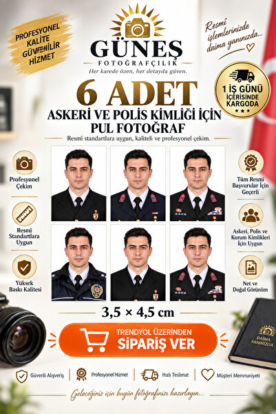 6 Adet Askeri Kimlik İçin Pul Fotoğraf Baskısı