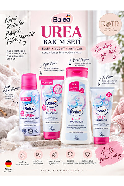 BALEA Urea 4'lü Yoğun Nem Bakım Seti – Vücut Losyonu 400 ml + Ayak Kremi 100 ...