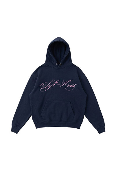 WHITE OF CREATIVE Kadın Soft Heart Yazılı Baskılı Hoodie 3 İplik Kapüşonlu Sw...