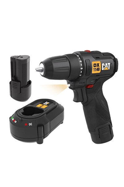 Cat DX1140 12Volt/2.0Ah Li-ion Çift Akülü Kömürsüz Profesyonel Şarjlı Darbesiz Matkap