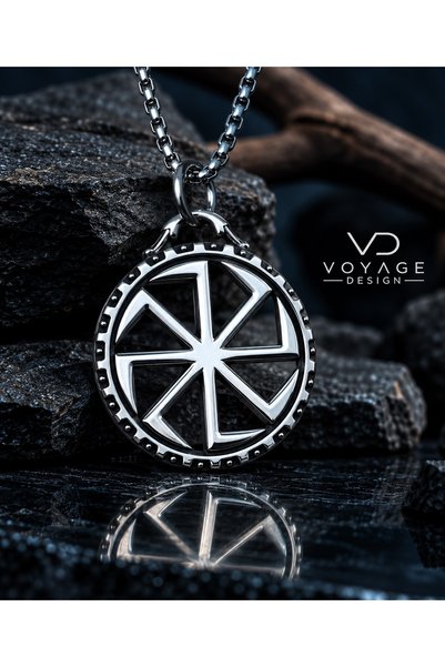 voyageaccessory Stainless Steel Viking Mythological Kolovrat Sun Wheel Pendant