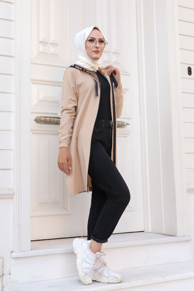 TOFİSA Fermuarlı Hırka Vizon - 3038-VIZON