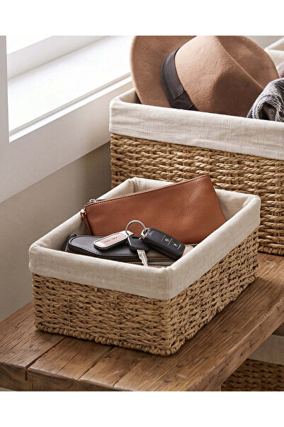 REDTAG Brown Rectangle Storage Basket With Lining (M)