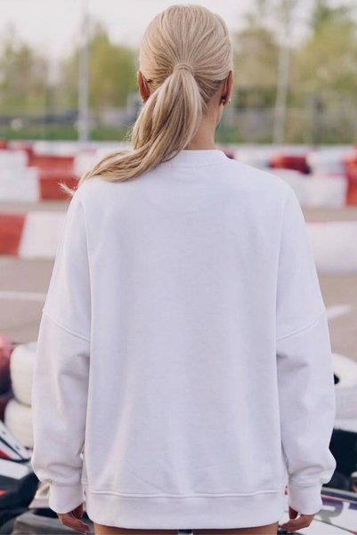The Champ Clothing Women's Oversize Sweatshirt 90's Girl Printed White – Crew Neck, 3 Thread Raster Fleece