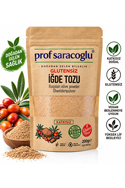 prof saracoğlu Doğal İğde Çekirdeği Tozu 200 G | İğde Unu | Glutensiz Vegan K...
