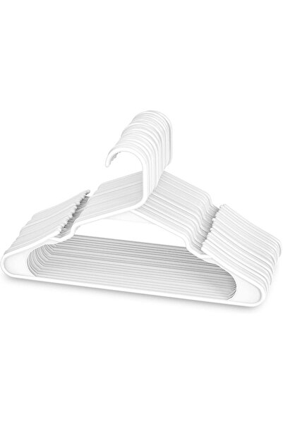 Noonedibs Set 20 Bucăți Umerașe Plastic Alb cu Protecție Antiderapare