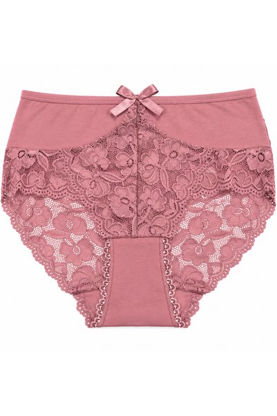 Zena Plus Size Floral Lace Bow Detailed Cotton Women's Panties