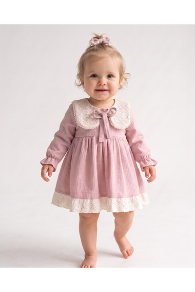 aysskids Sweet Meadow Vintage Lace Collar Scalloped Baby Girl Dress