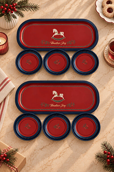 Sarkap Home 16x35 cm 2'li Oval Tepsi 10x3,2 cm 2'li Oval Tepsi 6'lı Çerezlik ...