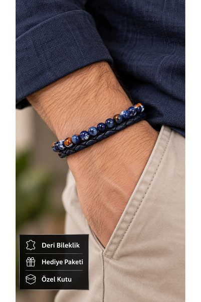 HER ŞEY NOTA www.herseynota.com Zarevian Azurefleck Navy Blue Leather Men's B...
