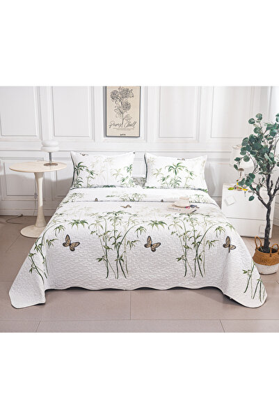 CHIRASO Set Cuvertura Pat Matlasata Reversibila, 2 Fete, 3 Piese, 220x240 cm,...