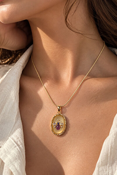 Nearsis Steel Vintage Bee Twine Chain Necklace