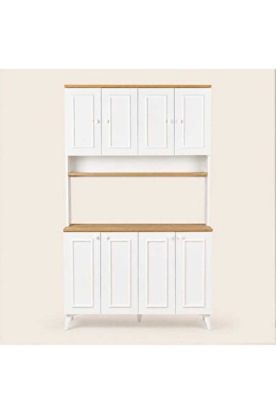 Eco Room Caffino Çok Amaçlı Kahve Köşesi Dolabı - Beyaz / Safir Meşe - 120 cm