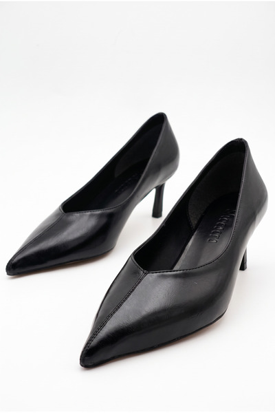 Shoesers Women's Kitten Heeled Casual Shoes with Sewing Detail
