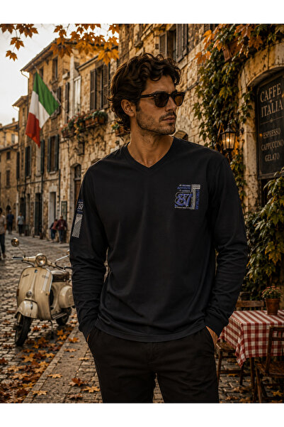 Masimar Men's V-Neck Sweatshirt 100% Cotton