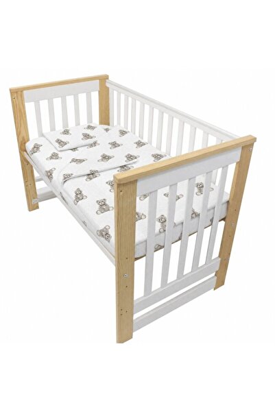PRICHINDEL Set de lenjerie de pat din 3 piese, muselină de bumbac, ursuleț Ma...