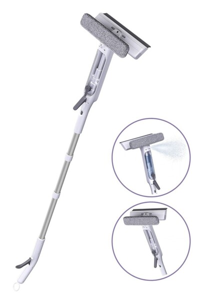 12den Spreyli Cam Yer Temizleme Mop Seti, Su Hazneli Kovasız Etkili Spreyli Mikrofiber Temizlik Seti