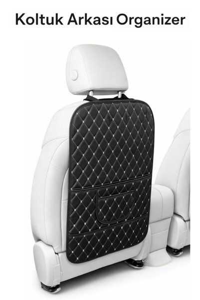 ECARTEKS PREMİUM QUALİTY CAR ACCESSORİES Car Seat Back Organizer Leather Set of 2 - Luxury Design with Pockets for Auto Accessories Organizer Set of 2 - Silver