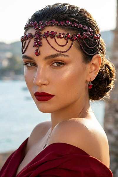 LIVOSH Chinese Taci Stone Headband Hair Accessory Red Headband