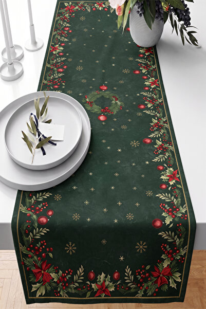Realhomes Christmas Floral Snowflake and Wreath Patterned Digital Printed Dec...