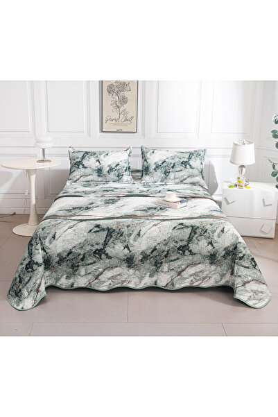 CHIRASO Set Cuvertura Pat Matlasata Reversibila, 2 Fete, 3 Piese, 220x240 cm,...