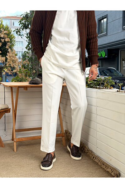 manch collection Carrot Cut Waist Drawstring Pants White 2810