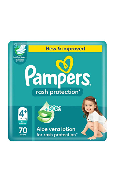 Pampers Rash Protection Taped Diapers, Size 4+, 10-15kg, Giant Pack, 70 Count