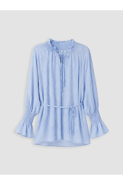 LC Waikiki Blue Patterned Belted Women's Gipeli Tunic