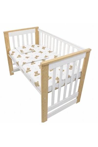 PRICHINDEL Set de lenjerie de pat din 3 piese, muselină de bumbac, Ursuleț, 1...