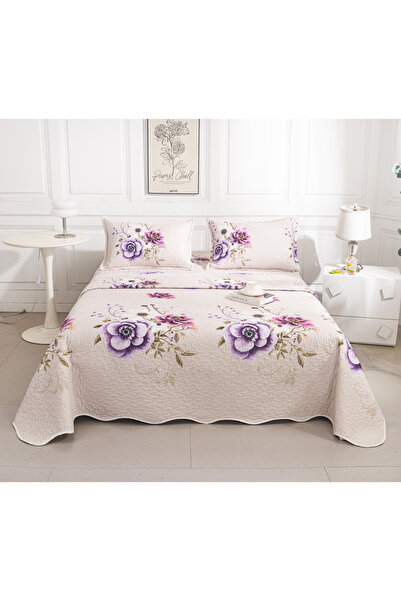 CHIRASO Set Cuvertura Pat Matlasata Reversibila, 2 Fete, 3 Piese, 220x240 cm,...