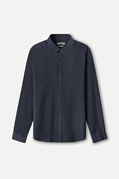Mudo Men's Indigo Lyocell Blend Regular Fit Long Sleeve Shirt
