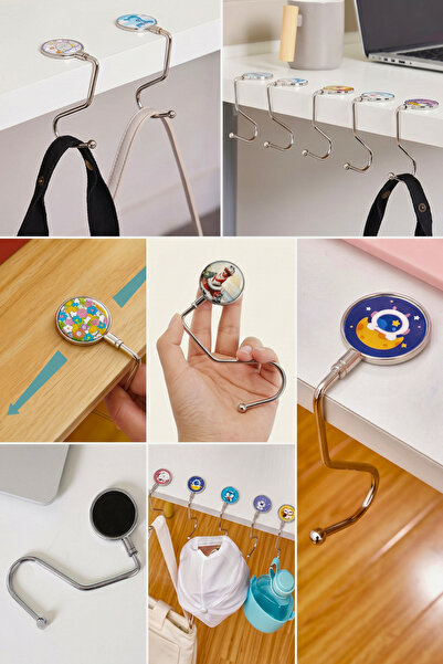 Vekorr Table Cabinet Mountable Foldable Bag Hanger Stainless Steel Practical ...