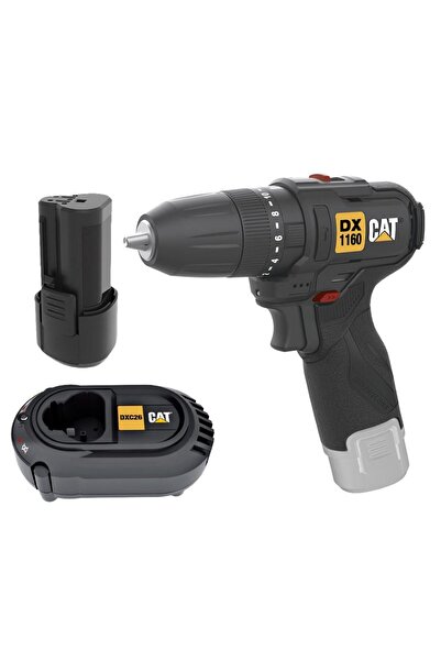 Cat DX1160.1 12Volt/2.0Ah Li-ion Tek Akülü Kömürsüz Profesyonel Şarjlı Darbeli Matkap