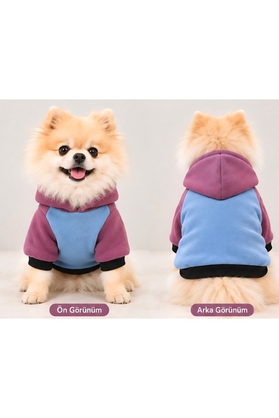 atelyu Dog and Cat New Season Blue Purple Hooded Sweatshirt