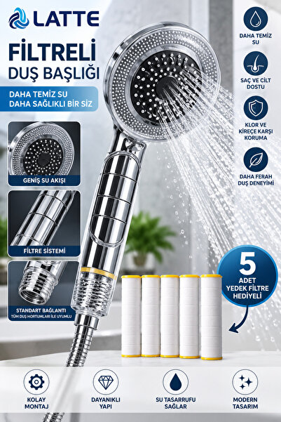 Kursan Yapı Masajlı 3 Fonksiyonlu Filtreli El Duşu, Yüksek Basınç, Su Tasarru...
