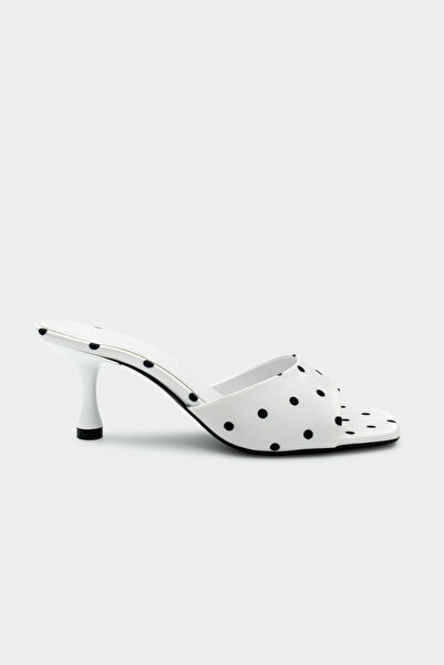 LAMİNTA Viena Polka Dot Women's Heeled Slippers - White